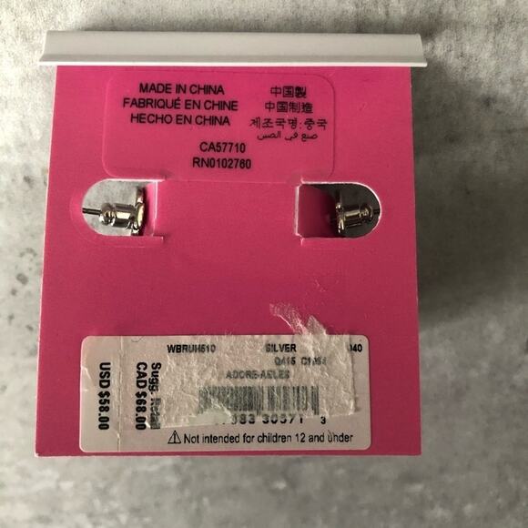 Kate Spade Silver Glitter Sparkle Chunky Hoop Earrings NEW - Picture 4 of 4